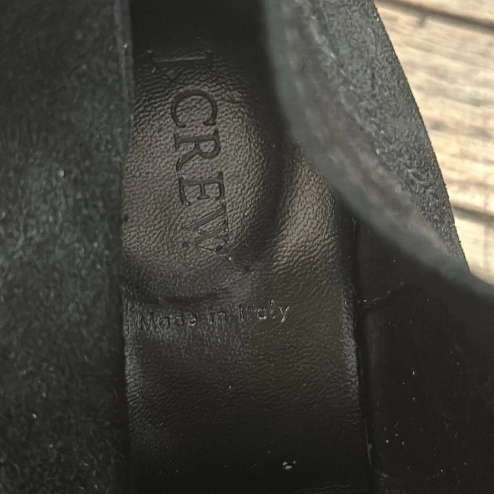 J crew Macalister black suede wedge booties size 10